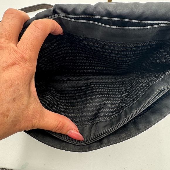 Prada Vintage Leather & Canvas Shoulder Crossbody Bag Black n Brown - Picture 10 of 17